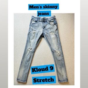 Kloud 9 Skinny Jeans - Light Blue Distressed Acid Wash